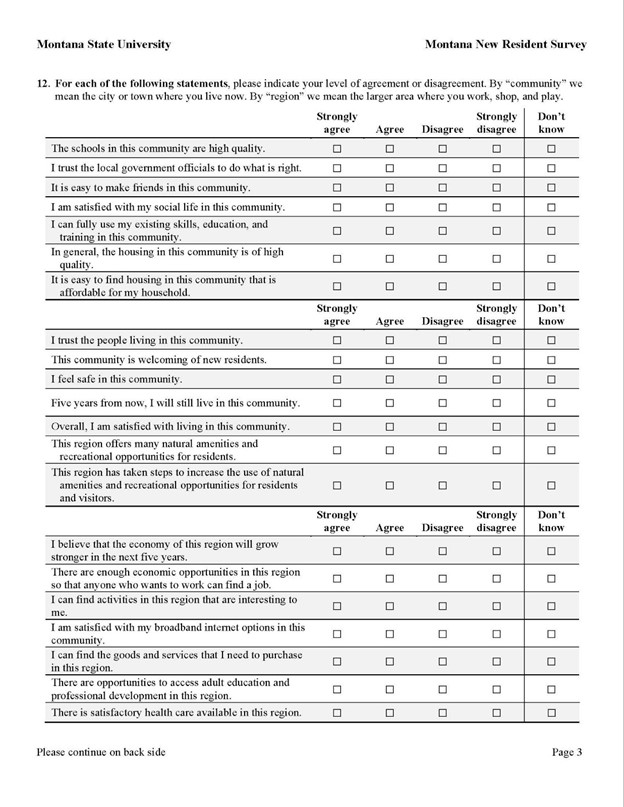 Page 4 Montana New Resident Survey